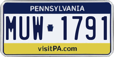 PA license plate MUW1791