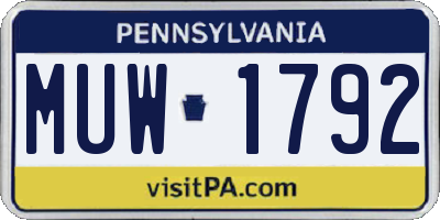 PA license plate MUW1792