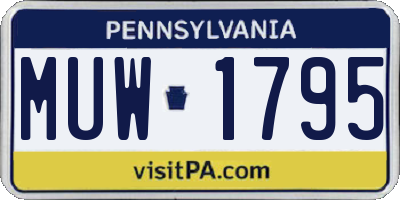 PA license plate MUW1795