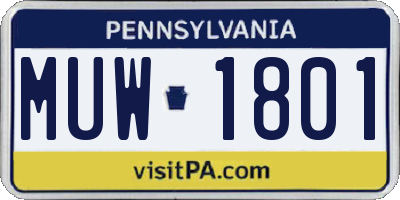 PA license plate MUW1801