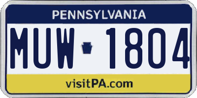 PA license plate MUW1804