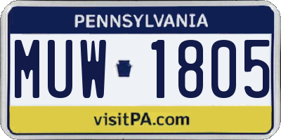 PA license plate MUW1805