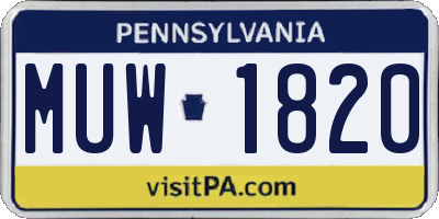 PA license plate MUW1820
