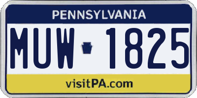 PA license plate MUW1825