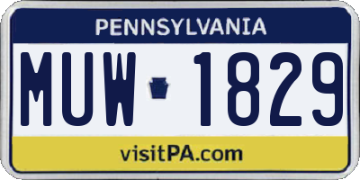 PA license plate MUW1829