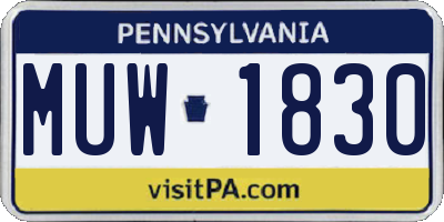 PA license plate MUW1830