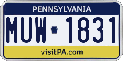 PA license plate MUW1831
