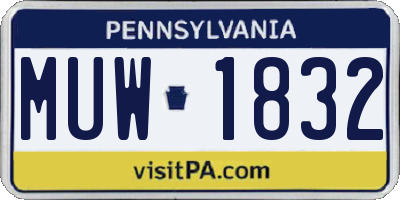 PA license plate MUW1832