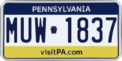 PA license plate MUW1837