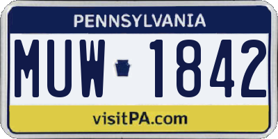 PA license plate MUW1842