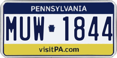 PA license plate MUW1844