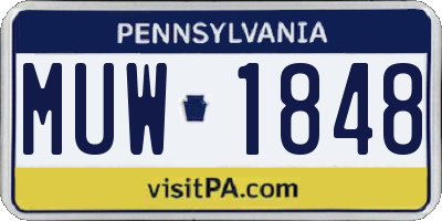 PA license plate MUW1848
