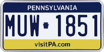 PA license plate MUW1851