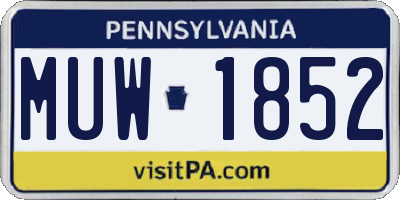 PA license plate MUW1852
