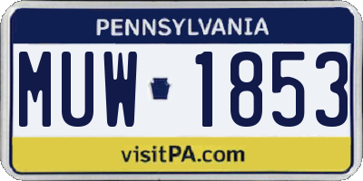PA license plate MUW1853