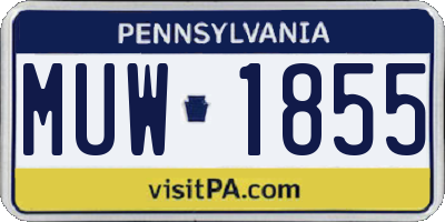 PA license plate MUW1855
