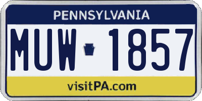 PA license plate MUW1857