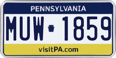 PA license plate MUW1859