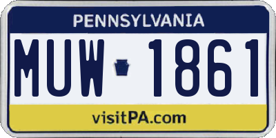 PA license plate MUW1861