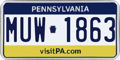 PA license plate MUW1863