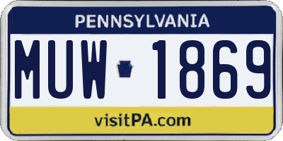 PA license plate MUW1869