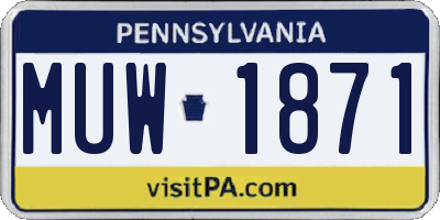 PA license plate MUW1871