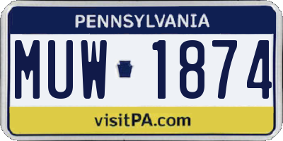 PA license plate MUW1874