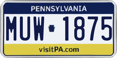 PA license plate MUW1875