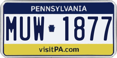 PA license plate MUW1877