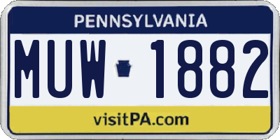 PA license plate MUW1882
