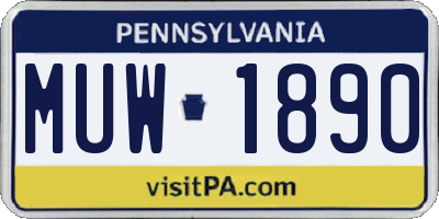 PA license plate MUW1890