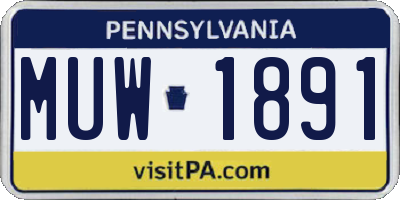 PA license plate MUW1891