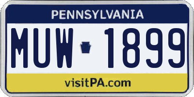 PA license plate MUW1899