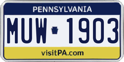 PA license plate MUW1903