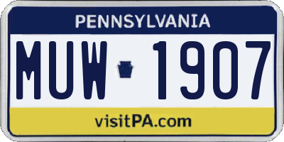 PA license plate MUW1907