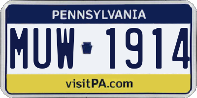 PA license plate MUW1914