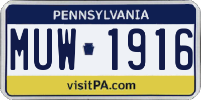 PA license plate MUW1916