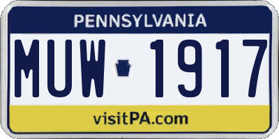 PA license plate MUW1917