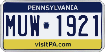 PA license plate MUW1921