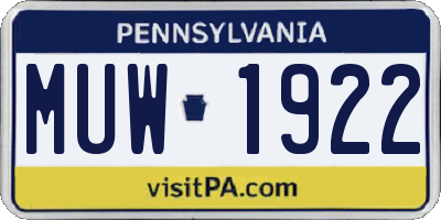PA license plate MUW1922