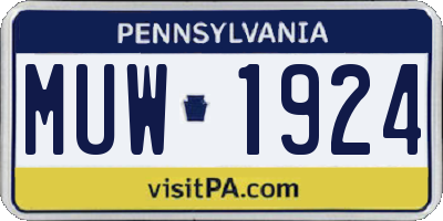 PA license plate MUW1924