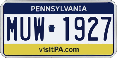 PA license plate MUW1927