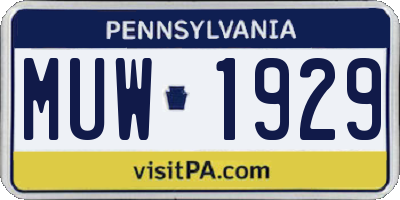 PA license plate MUW1929