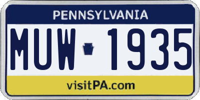 PA license plate MUW1935