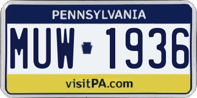 PA license plate MUW1936