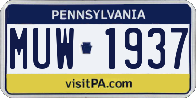 PA license plate MUW1937