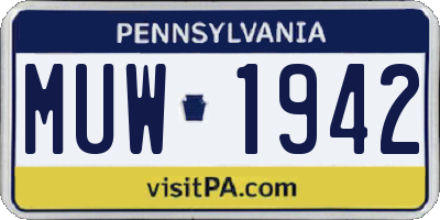 PA license plate MUW1942