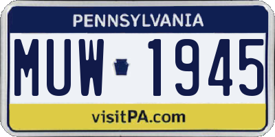 PA license plate MUW1945