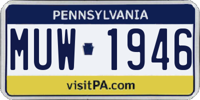 PA license plate MUW1946