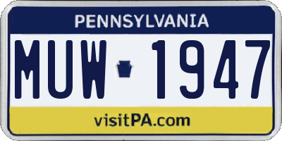 PA license plate MUW1947